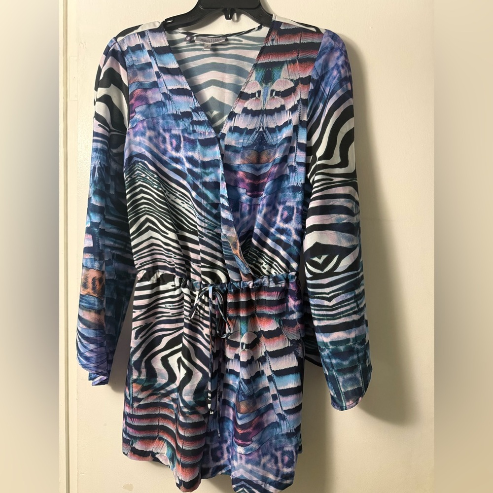Jennifer Lopez Blue Multi-Print Romper